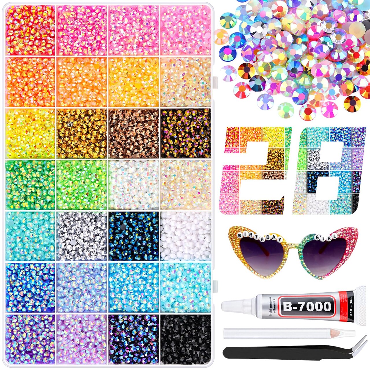 13000Pcs 4mm Flatback Resin Rhinestones – Jelly Multicolored Gems with B7000 Glue